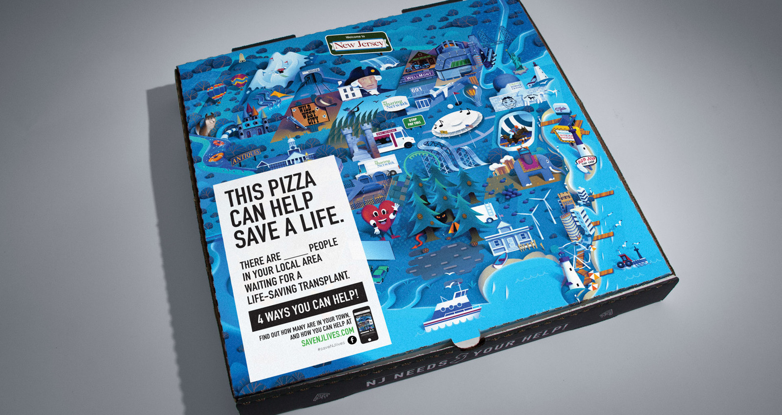 Save NJ Lives custom-designed pizza box